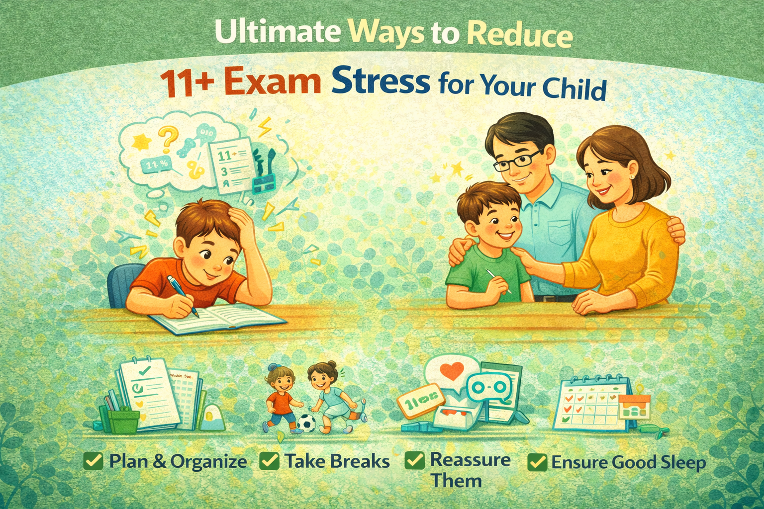 reduce 11 plus exam stress with mock exams and study planning